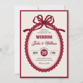 Red vintage bow wedding einladung (Vorderseite)