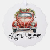 Red Vintage Car Christmas Ornament Karte (Vorderseite)