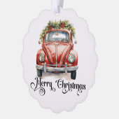 Red Vintage Car Christmas Ornament Karte (Links)