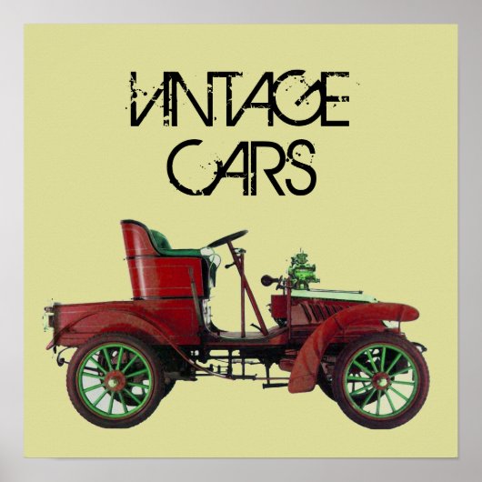 RED VINTAGE CAR/CLASSIC AUTO AUTOMOTIVE Creme Poster (Vorne)