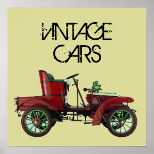 RED VINTAGE CAR/CLASSIC AUTO AUTOMOTIVE Creme Poster