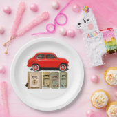Red Vintage Car Pappteller (Party)