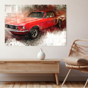 Red Vintage Car Poster: Zeitlose Automobilkunst Poster