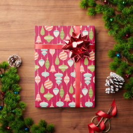 Red Vintage Christmas Tree Ornamente Geschenkpapier