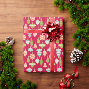 Red Vintage Christmas Tree Ornamente Geschenkpapier