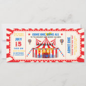 Red Vintage Circus Ticket Carnival Baby shower Einladung (Vorderseite)