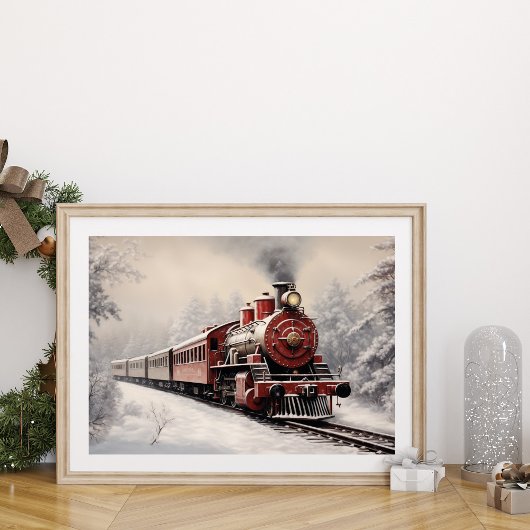 Red Vintage Weihnachts-Express Bahn Poster