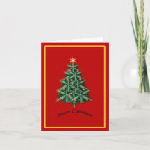 Red Vintage Weihnachtsbaum Folded Holiday Card