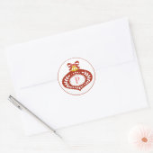 Red Vintage Weihnachtsschmuck | Monogramm Runder Aufkleber (Umschlag)