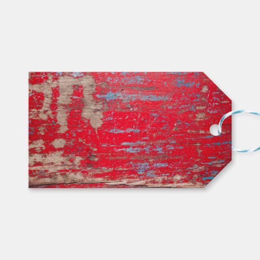 Red Vintage Wood Geschenkanhänger (Vorderseite (Horizontal))