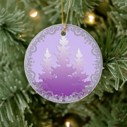 Red-Violet Evergreen Weihnachtsbaum Keramik Ornament (Baum)