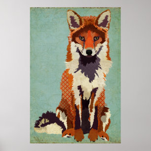 Red & Violet Fox Art Poster