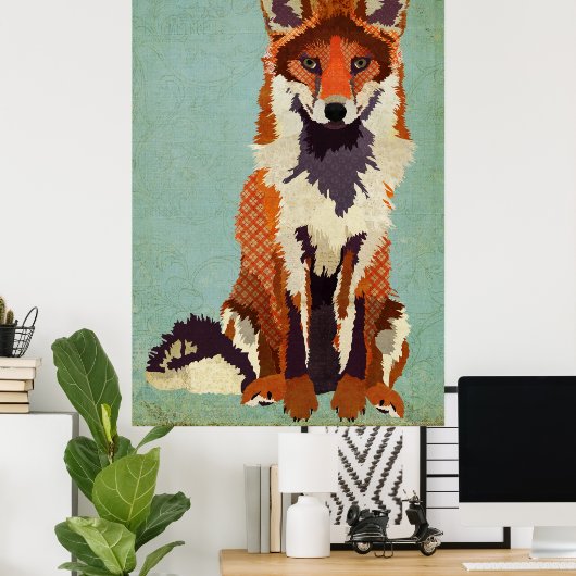 Red & Violet Fox Art Poster (Heimbüro)