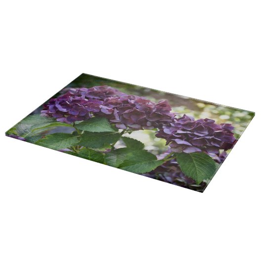 Red Violet Hydrangea Blooms Floral Schneidebrett (Ecke)