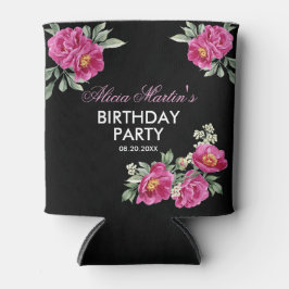 Red Violet Peony Floral Greenery Black Birthday Dosenkühler