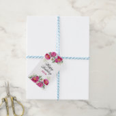 Red Violet Peony Floral Greenery Geburtstag Geschenkanhänger (Mit Garn)