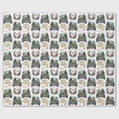 Red Vizsla Dog Retro Truck Monogramm Weihnachten Geschenkpapier (Flach)