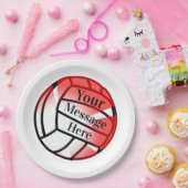 Red Volleyball Custom Paper Partys Pappteller (Party)