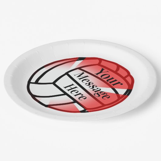 Red Volleyball Custom Paper Partys Pappteller (Schrägansicht)
