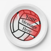 Red Volleyball Custom Paper Partys Pappteller (Vorderseite)