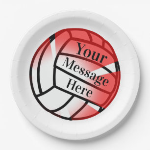 Red Volleyball Custom Paper Partys Pappteller
