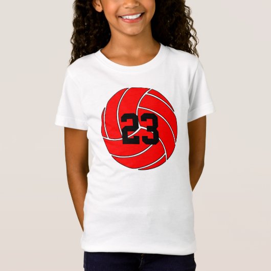 Red Volleyball Custom Player Jersey Nummer Sports T-Shirt (Vorderseite)