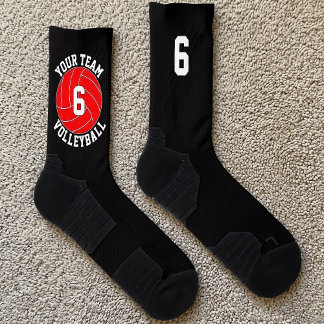 Red Volleyball Custom Team Name & Player Nummer Socken