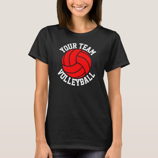 Red Volleyball Custom Team Name Women's Black T-Sh T-Shirt (Vorderseite)