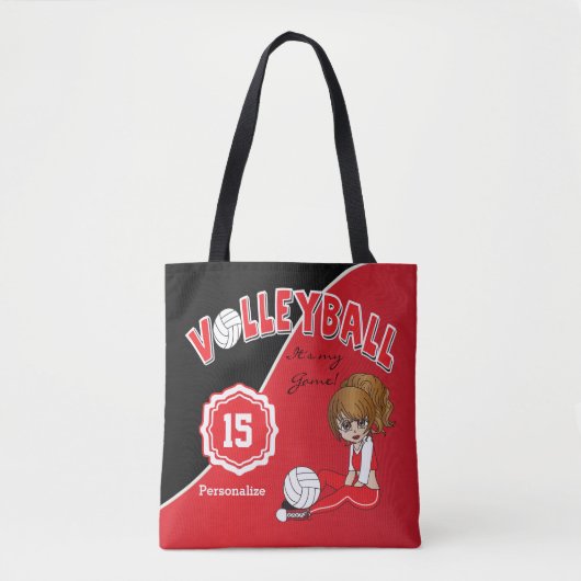 Red Volleyball Diva Girl Tasche (Vorderseite)