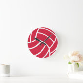 Red volleyball icon runde wanduhr (Zuhause)