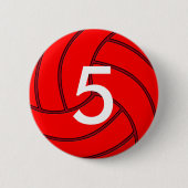 Red Volleyball Jersey Round Button (Vorderseite)