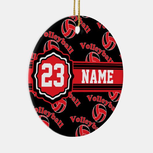 Red Volleyball Keramik Ornament (Rechts)