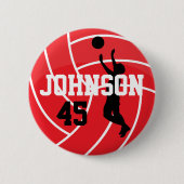Red Volleyball mit Silhouette Player Button (Vorderseite)