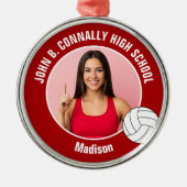 Red Volleyball Player Photo Christmas Gift Ornament Aus Metall (Vorne)