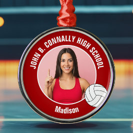 Red Volleyball Player Photo Christmas Gift Ornament Aus Metall
