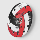 Red Volleyball Style mit DIY Text Große Wanduhr (Winkel)