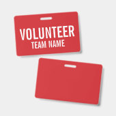 Red Volunteer Abzeichen mit benutzerdefinierten Te Ausweis (Front & Back)