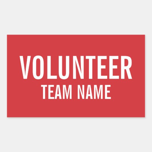Red Volunteer Abzeichen mit benutzerdefinierten Te Rechteckiger Aufkleber (Vorderseite)