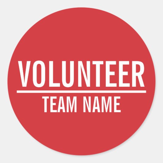 Red Volunteer Abzeichen mit benutzerdefinierten Te Runder Aufkleber (Vorderseite)
