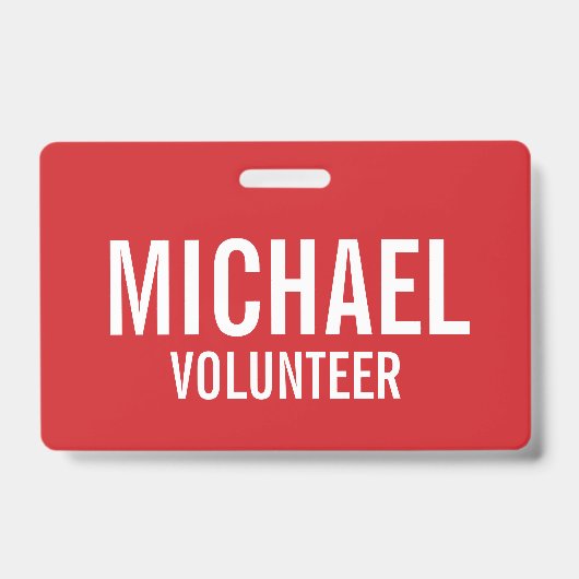 Red Volunteer Abzeichen mit Individuelle Name Ausweis (Vorderseite)