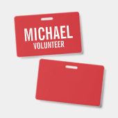 Red Volunteer Abzeichen mit Individuelle Name Ausweis (Vorder- & Rückseite)
