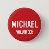 Red Volunteer Abzeichen mit Individuelle Name Button (Vorderseite)