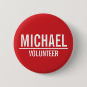 Red Volunteer Abzeichen mit Individuelle Name Button (Vorderseite)