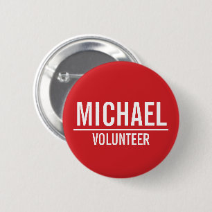Red Volunteer Abzeichen mit Individuelle Name Button