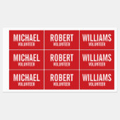 Red Volunteer Abzeichen mit Individuelle Name Etiketten (Blatt)