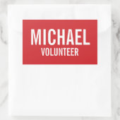 Red Volunteer Abzeichen mit Individuelle Name Rechteckiger Aufkleber (Tasche)