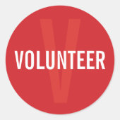 Red Volunteer Abzeichen Runder Aufkleber (Vorderseite)
