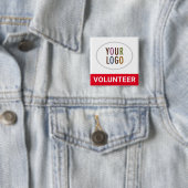 Red Volunteer Button Abzeichen mit Logo Square But (Beispiel)