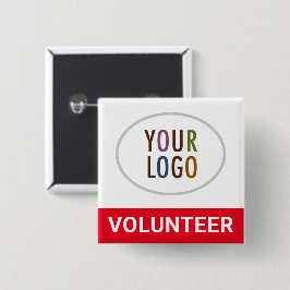 Red Volunteer Button Abzeichen mit Logo Square But