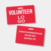 Red Volunteer mit benutzerdefinierter Logo-ID Ausweis (Vorder- & Rückseite)